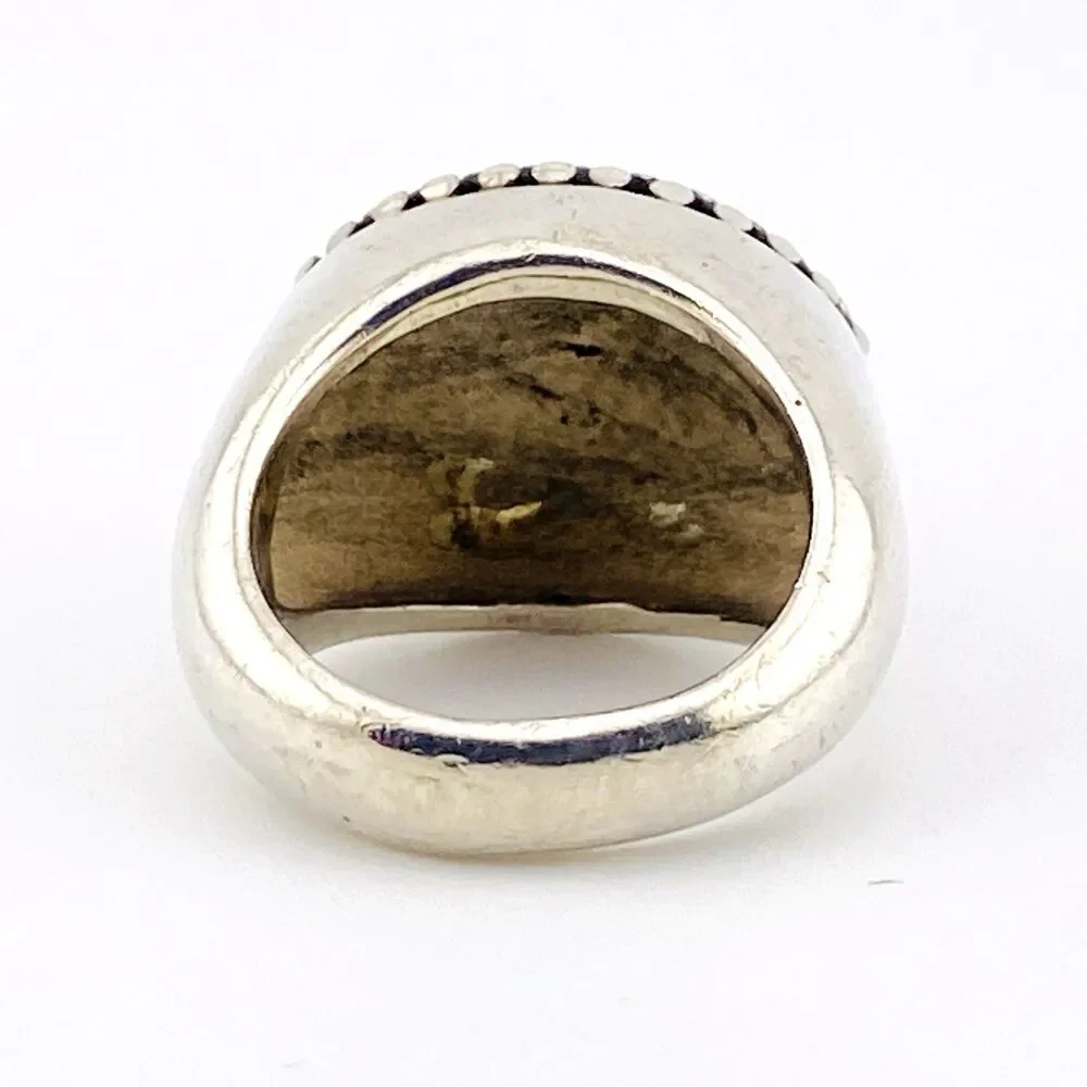 Massive Reticulated Sterling Silver Ring Vintage 15.5 Grs Sz 6.75 Statement Ring